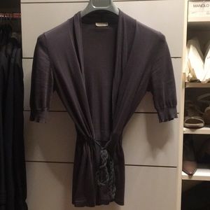 BRUNELLO CUCINELLI taupe gray cardigan sweater S 4